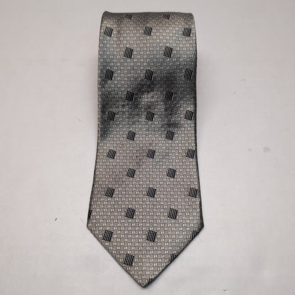 Daniel Craig Mens Italian Silk Neck Tie Geometric Silver Gray